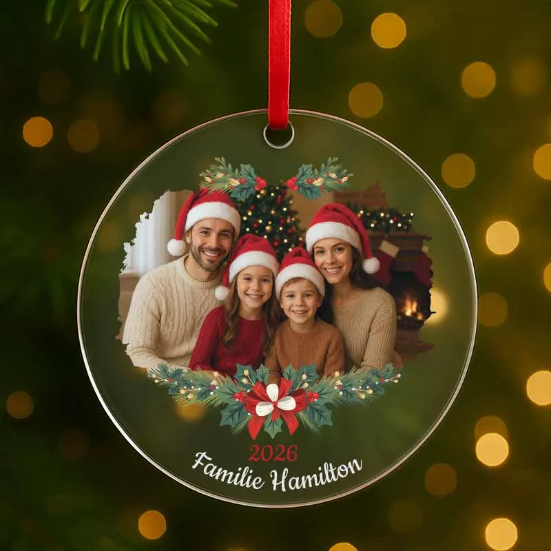 Personalisierter Weihnachtsbaumschmuck mit Foto, Widmung - Weihnachtskugel aus Acryl | Geschenke zu Weihnachten für Familie, Freunde, Kollegen, Kinder