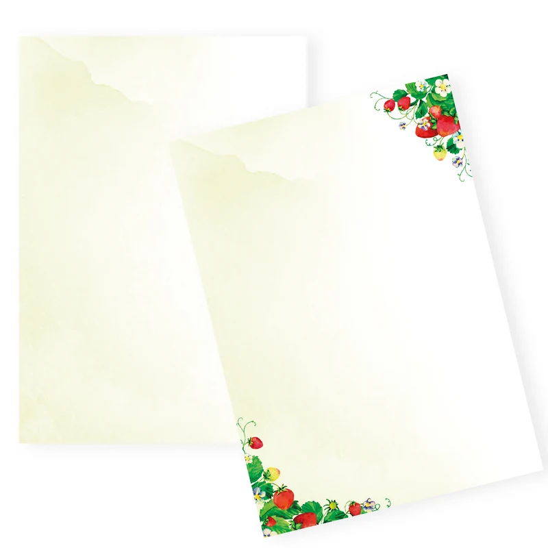 25 Blatt Briefpapier Erdbeere DIN A4 beidseitig – Motivpapier 100g in Aquarell-Optik